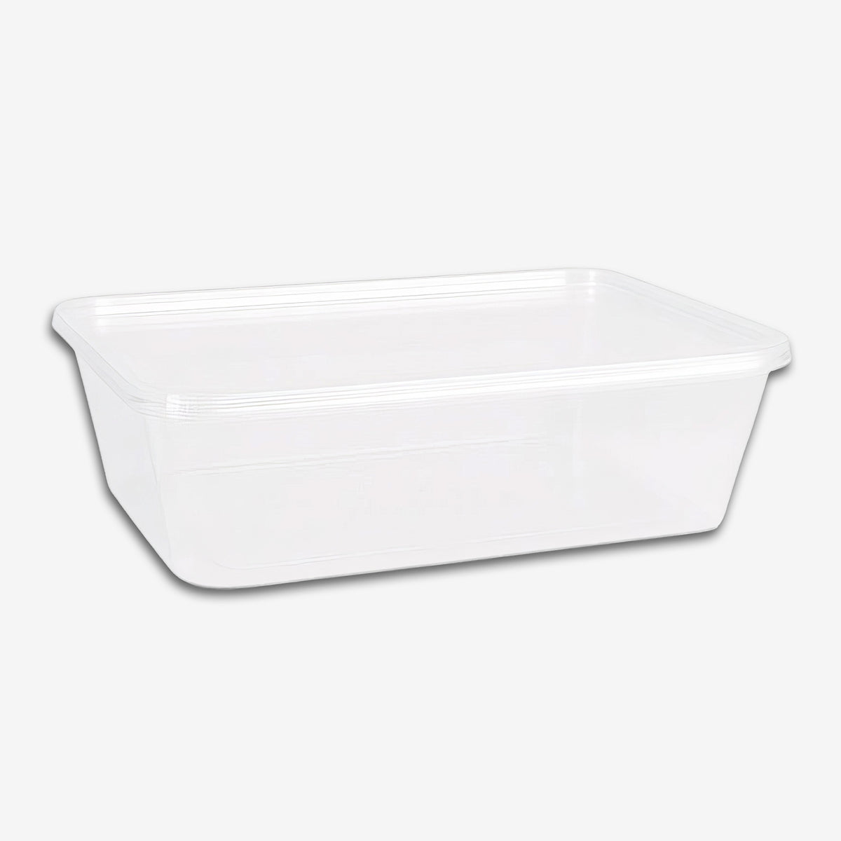 Klar rektangulær plastboks 650ml med lokk til takeaway og restaurant