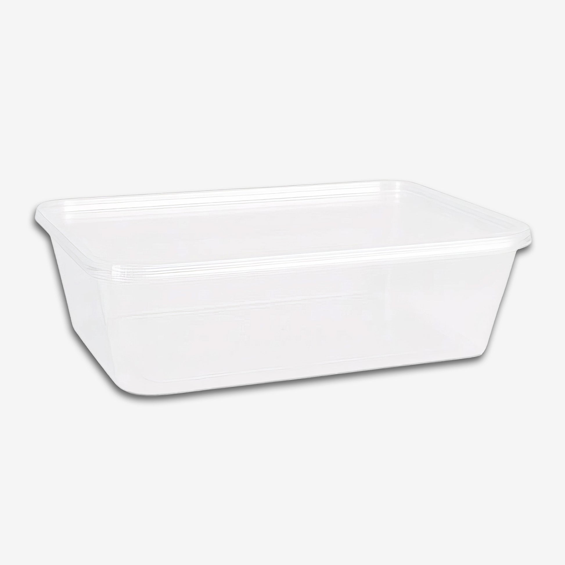 Klar rektangulær plastboks 650ml med lokk til takeaway og restaurant